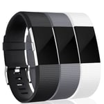 Fitbit Charge 2 armband silikon 3-pack Svart/Grå/Vit (S)