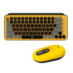 Logitech POP Wireless Mouse and Keyboard Combo - Customisable Emojis, SilentTouch, Precision/Speed Scroll, Compact Design, Bluetooth, USB, Multi-Device, OS Compatible, UK QWERTY - Blast