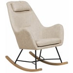 Fauteuil Chaise à Bascule en Tissu Beige Parfaite pour Coin de Lecture ou Salon au Design Scandinave et Moderne Beliani