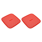 Reusable Silicone Air Fryer Liners 8.5x8.5 Inch Red, Pack of 2