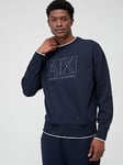 Armani Exchange Large Logo Sweatshirt - Navy, Navy, Size L, Men