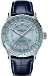 Breitling Watch Navitimer Automatic GMT 41 Light Blue Leather