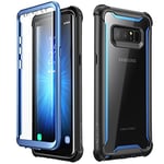 i-Blason Coque Samsung Note 8, Coque Intégrale Transparente Bumper Série Ares avec Film Protecteur d'écran Intégré pour Samsung Galaxy Note 8 2017, Noir/Bleu