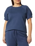 Goodthreads Women's Heritage Fleece Blouson Short-Sleeve Shirt, Indigo, L