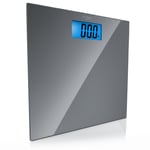 MyBeo - Digital Bathroom Scale - Body Scale - Weighing in Kg, lb, st - up to 150kg - Step On Instant Technology - High Pression Measuring sensors - LCD Display - Blue Backlight - Silver
