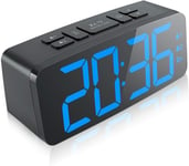 Home use Digital Alarm Clock Radio for Bedrooms, Bedside Clock with 5 Optional Alarm Sounds, USB Charging Port, Full-Range Brightness Dimmer, Snooze, Adjustable Alarm Volume, Mains Powered,B
