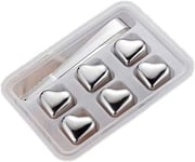 Big Bargain Store reusable bar whiskey cooler cold stone Heart shaped stainless steel ice cubes 4