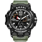 SMAEL Ny Watch Herr 50M Vattentät Klocka Alarm Reloj Hombre 1545D Dual Display Armbandsur Quartz Military Watches For Herr ArmyGreen
