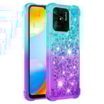 SKALO Xiaomi Redmi 10C Kvicksand Glitter Hjärtan TPU-skal - Turk multifärg