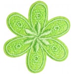 Strykejernsetikett Blomst grønn 4,5x4 cm
