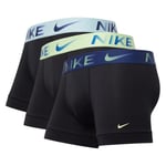 Nike Kalsonger 3-pack - Svart/Blå/Neon, storlek X-Small
