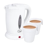 400ML DUAL VOLTAGE ELECTRIC MINI TRAVEL KETTLE + 2 CUPS FOR USE HOME OR ABROAD