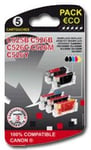 LASER- Eco Pack 5 cartouches pour CANON pgi525BK/526Y/526M/526C/526BK