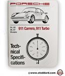 Stoddard WKD-423-020 Bok Technical Specifications Pocket Book 911 Carrera and Turbo 1984-1987