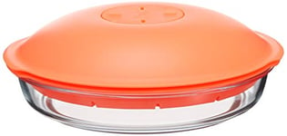 Pasabahce 4995706 Cuiseur Vapeur à Micro-Ondes Zest en Verre avec Base intérieure et Couvercle en Plastique, Orange, 1,8 l