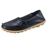 Damloafers - Casuala slip-on klänningsloafers för kvinnor - Bekväma läderloafers för kvinnor - Utomhuspromenadskor - Platta skor - Svart (storlek 40)