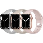 Kompatibelt med Apple Watch Armband Mjuk Sport Silikonband Grå/Starlight Beige/Pink Sand 42/44/45 mm