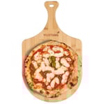 BAKAJI Pelle à pizza four four four planche à découper plateau bois bambou avec poignée 30 x 50 cm