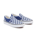 VANS Kids Checkerboard Classic Slip-on Shoes (4-8 Years) ((checkerboard) Limoges/true White) Blue, Size 12