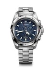Victorinox I.N.O.X Chrono 43, silver stainless steel case and bezel, blue dial, silver stainless bracelet, Silver, Men
