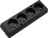 Jonex Bärbart Fyrdubbelt Uttag 16A 2P+Z 250V Sort Gn-470