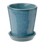 Knabstrup Keramik - Krukke m/fat H12 cm støv blå