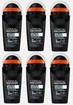 6 x L'Oréal Men Expert 5-in-1 Roll-On Deodorant Against Odours Moisture Bacteria