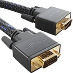 KabelDirekt – Cable VGA vers VGA – 3 m tressé – pour une qualité d'image maximale grâce à des conducteurs en cuivre de haute pureté (métal, Full HD, VGA à VGA, connecte un PC à un écran/projecteur)