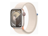 Apple Watch Series 9 (GPS + Cellular) - 41 mm - stjernelysaluminium - smartklokke med sportssløyfe - myk dobbeltlagsnylon - stjernelys - 64 GB - Wi-Fi, LTE, UWB, Bluetooth - 4G - 32.1 g