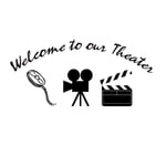 UYEDSR Wall Sticker Welcome to Our Theater Sign Wall Sticker Home Cinema Theater Room Decoration Film Projector Vinyl Wall Decal Movie Poster 57x27cm
