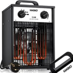 MASKO® Chauffage électrique radiateur soufflant chauffage de chantier avec thermostat intégré, Blanc 3kW