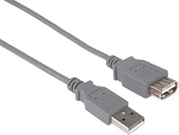 PremiumCord Rallonge USB 2.0, Câble de Données Jusqu'à 480 Mbit/S, Câble de Charge, USB 2.0 Type A Femelle vers Mâle, 4 Broches, 2 Blindages, Couleur Gris, Longueur 5 m