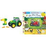 John Deere Build A Johnny Tractor | 16 Piece Building Farm Toy Car | Tractor Toy With Motorised Drill For 18 Months, 2, 3 & 4 Years Old Kids & On the Farm: A Push, Pull, Slide Book