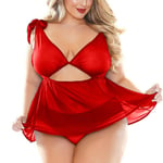 Women Sexy Babydoll Dress Ladies Underwear Sheer Lingerie Red 5xl