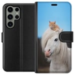 Samsung Galaxy S23 Ultra Sort Lommebokdeksel Katt och Häst