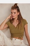 Free People Intimately Top Notch Tee Shirt Size large Army Green rrp £32 bnwt