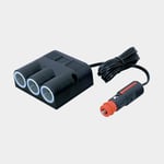 Pro Car Cigarettuttag & stickpropp Triple Power Socket, rektangulärt, Ø21 mm, 12 / 24 V, 16 A, svart