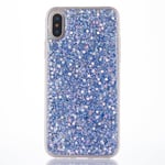 iPhone X Case [with Free Tempered Glass Screen Protector],Mo-Beauty Luxury Bling Shiny Sparkle Glitter Soft TPU Silicone Gel Protective Shell Case Cover for Apple iPhone X/XS (Blue)