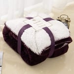 Sherpa Fleece Blanket Throw Dual Sided Plush Fabric Extra Soft Thermal Fluffy Blanket Sherpa Throws for Bed and Sofa Improves Sleep - Aubergine Double 150 X 200