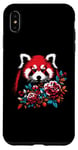 Coque pour iPhone XS Max Panda rouge floral - Vintage mignon panda rouge amoureux des animaux