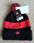 Official NIKE CANADA ICE HOCKEY Black BOBBLE BEANIE HAT Pompom Toque Unisex Can3