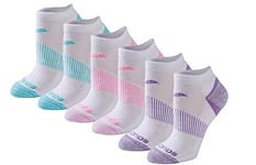 Saucony Women's Selective Cushion Performance No Show Athletic Sport Socks (6 & 12, White Brights (6 Pairs), Shoe Size: 2-5 UK (Pack of 6)