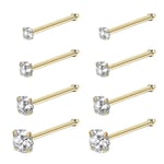 8 st näspiercing i rostfritt stål, set med nässmycken för kvinnor (guld)