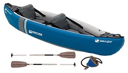 Sevylor inflatable canoe Adventure Kit - robust 2 person folding kayak incl. 2 paddles, foot pump, 314 x 88 cm