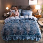 XYSQWZ King Size Bedding Set,Double Warm Thick Velvet Duvet Cover and Pillow Cases Sets, (King, 220 * 240CM) Winter Girl Bedroom Sheets for Men and Women Apartment Blue 220 * 240cm(4pcs)
