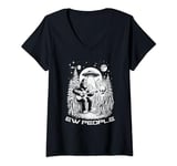 Womens Bigfoot Play Guitar with Alien And UFO, Funny Alien Saying V-Neck T-Shirt