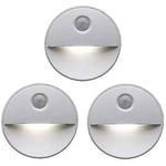 Rörelsesensor garderobslampa nattlampa, batteridriven trådlös skåpslampa naturligt vitt, automatiskt ljus nattlampa 3 stycken