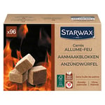 STARWAX - 96Carrés Allume-feu pour Barbecue, poêle et cheminée - sans Huile de Palme - 100% d'ingrédients d'origine Naturelle - FSC - allumage Rapide, Propre et sans Odeur.