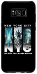 Coque pour Galaxy S8+ New York City Skyline et Liberty Moonlight City ne dort jamais