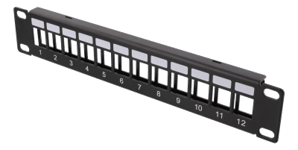 10" Patchpanel Deltaco, 12 portar, Keystone, 1U, metall - Svart